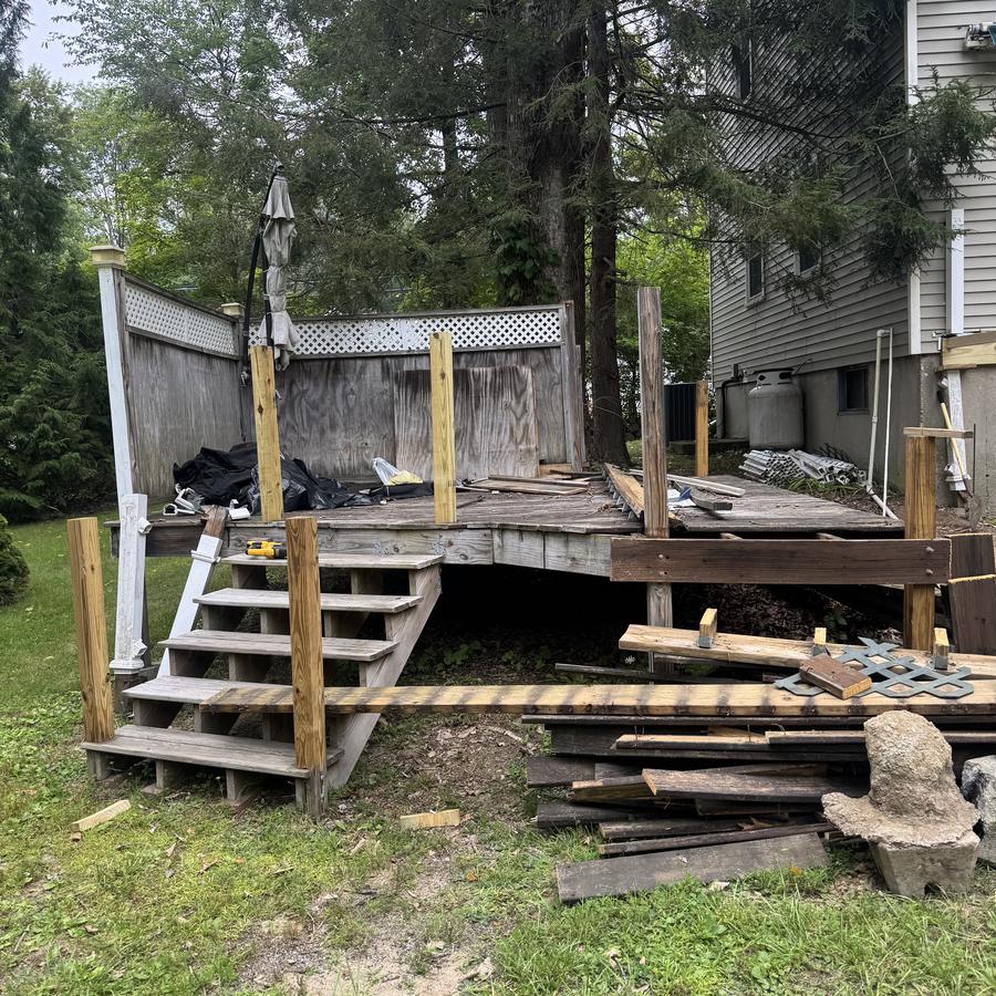 Deck tear-out before — Joe's Junk Removal & Demolition